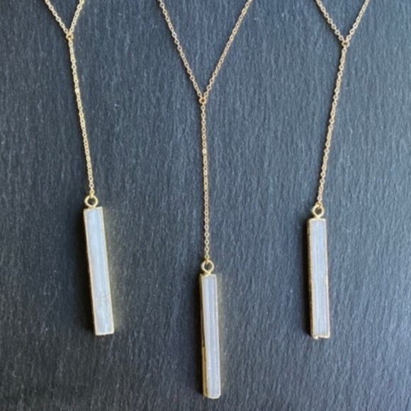 Selenite Crystal Wand Lariat Necklace - Picture 5 of 6